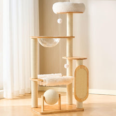 HITTITE cat tree space capsule provides a private nap space