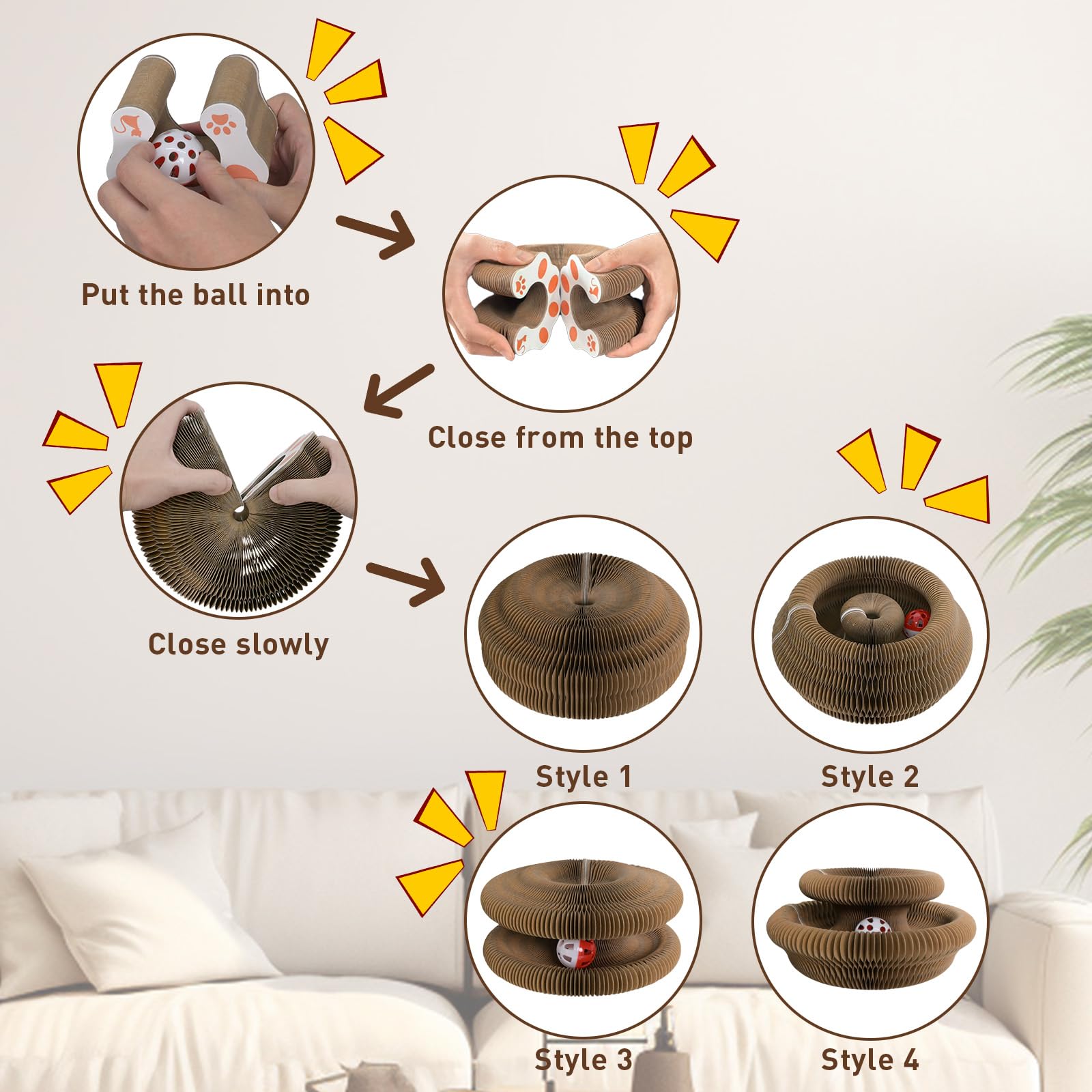 HivaolJoy durable corrugated board mimics tree bark for gentle scratching.