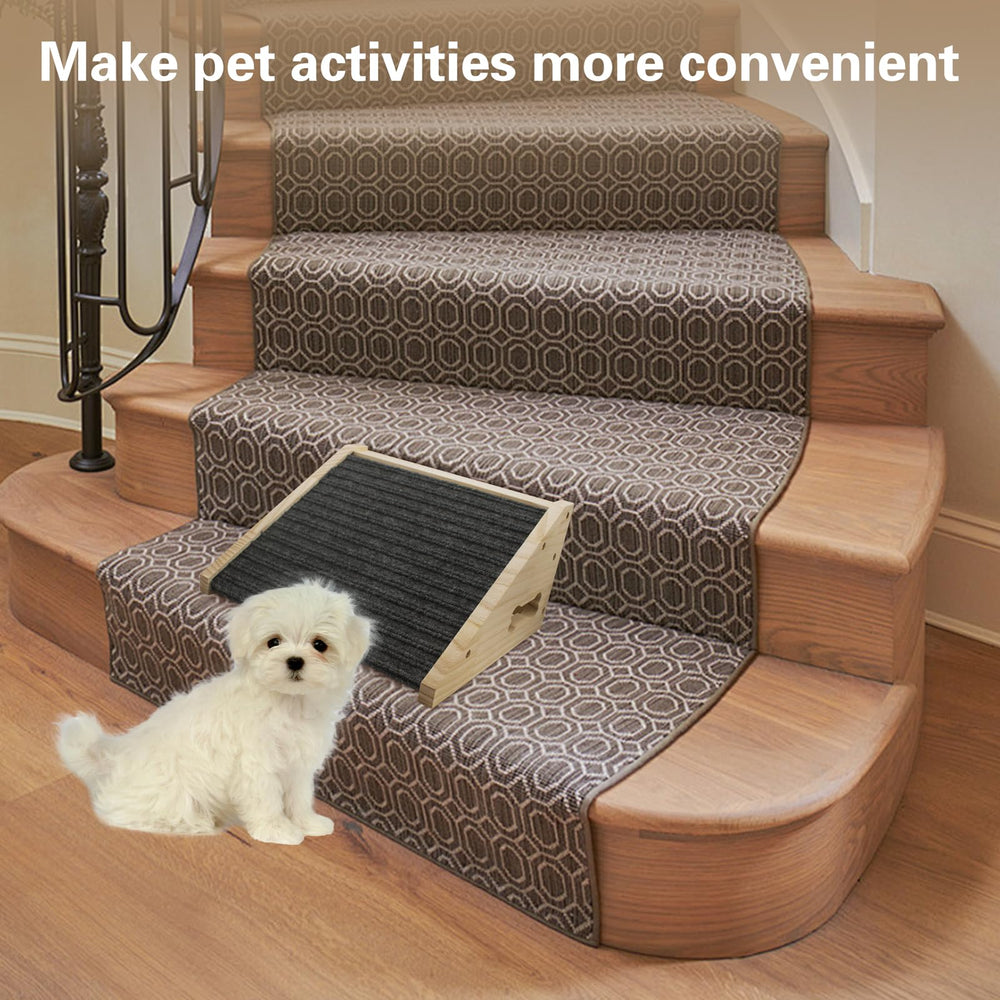 Hiyoo dog ramp durable wood construction supports daily use.