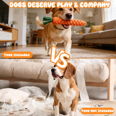 Hlimior Easter dog rope carrot toy close-up shows vibrant color and chew action.