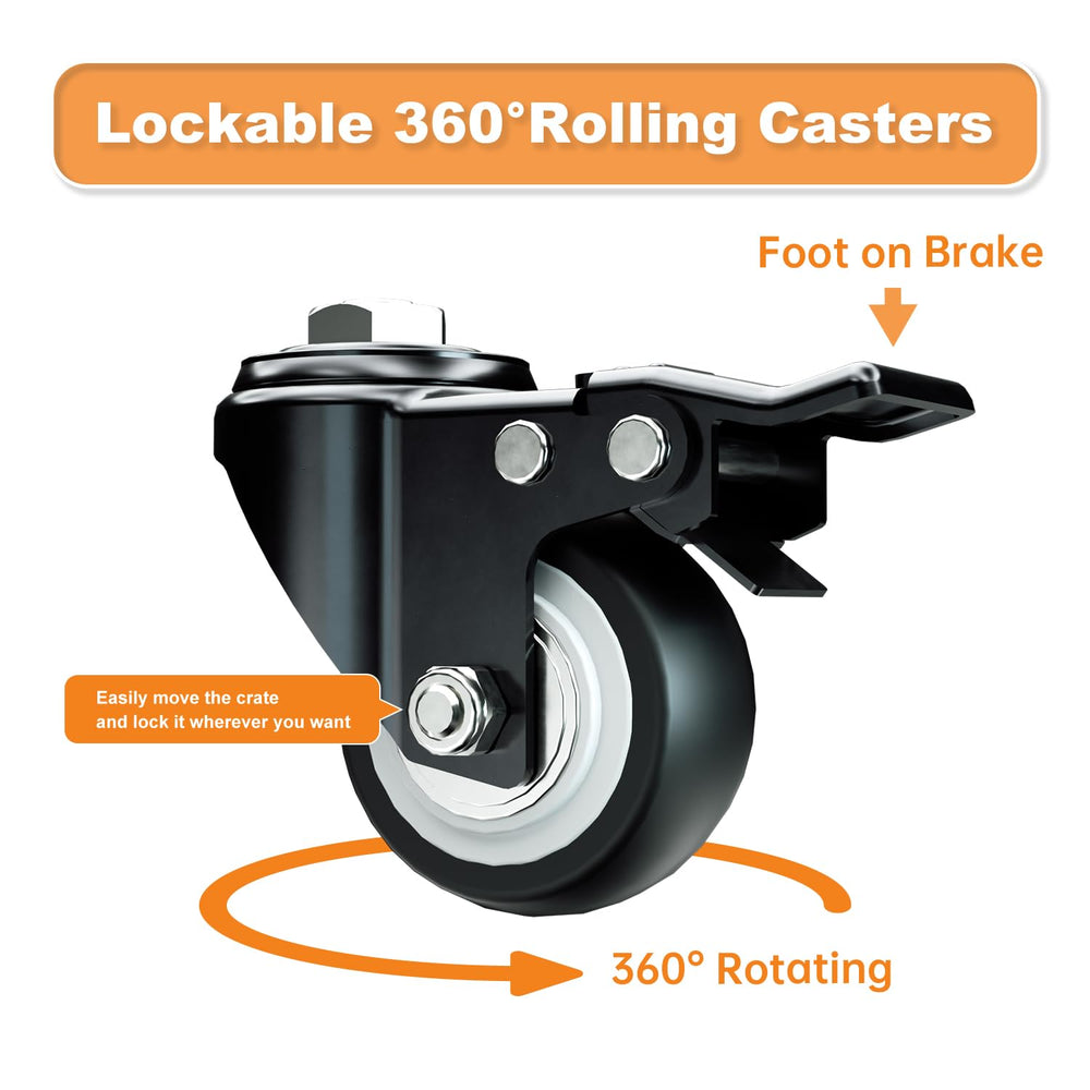 HMHTCT 360° locking wheels allow smooth repositioning with secure stopping.
