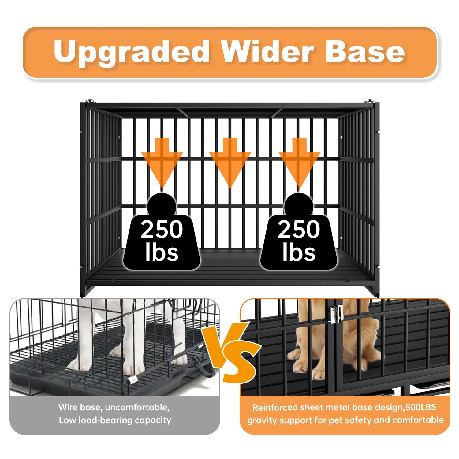 HMHTCT 48-inch crate with double doors open for convenient access for pets.