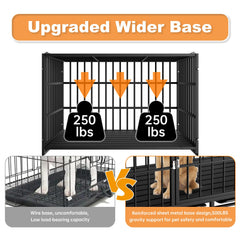 HMHTCT 48-inch crate with double doors open for convenient access for pets.
