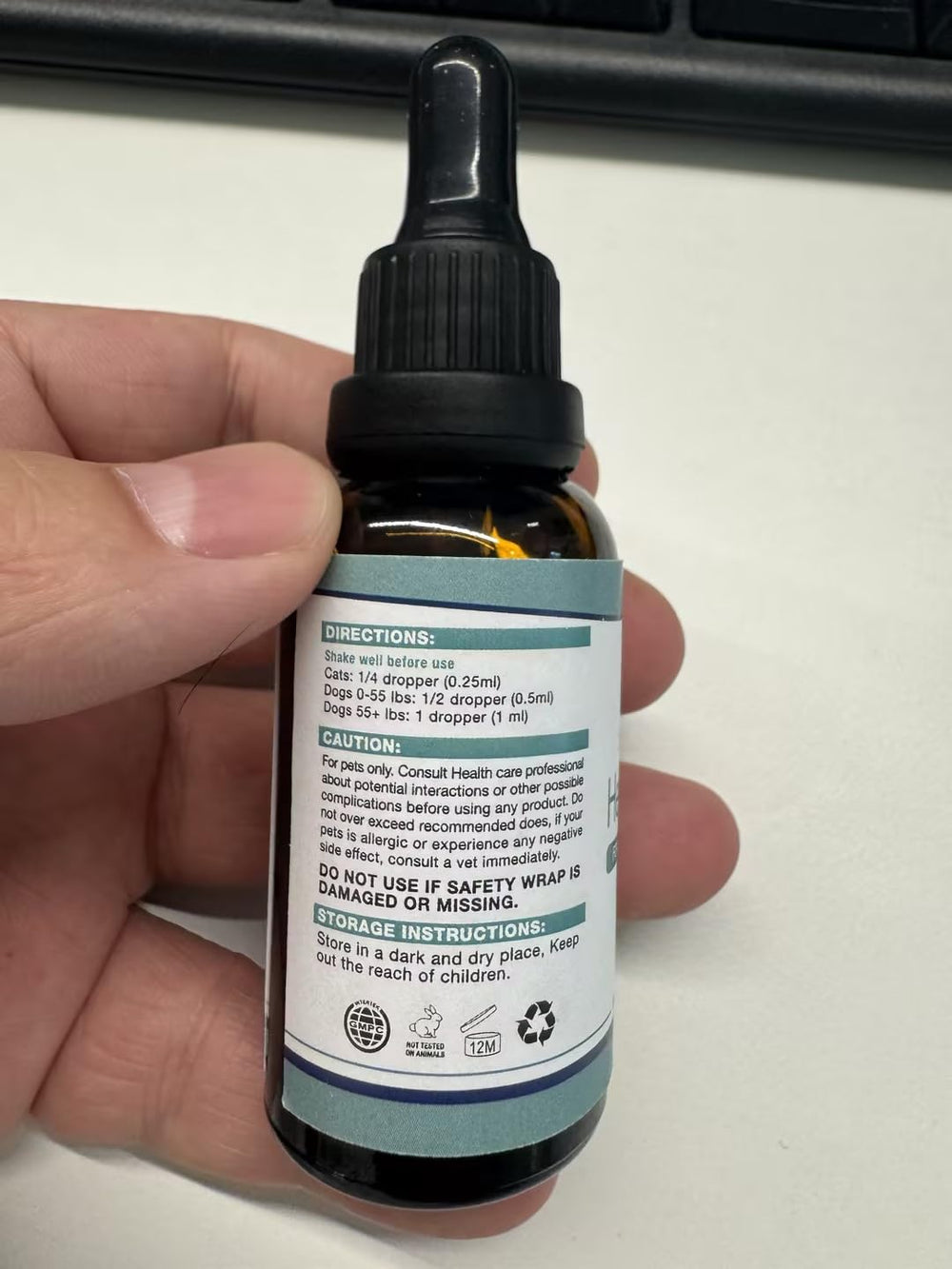 HMone pet hemp oil dropper for easy direct dosing