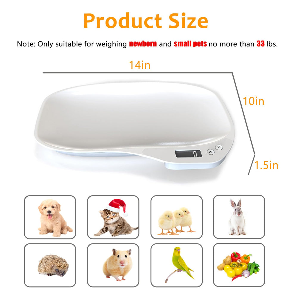 HMRCYTE puppy scale with 14x10 inch display for easy growth tracking.