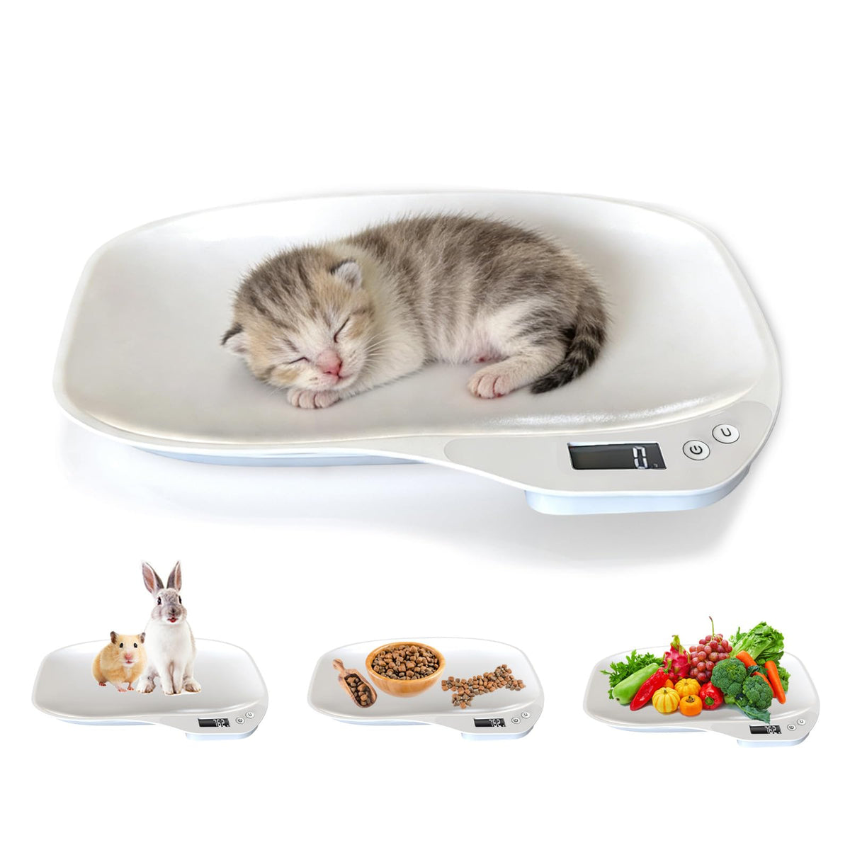 HMRCYTE small animal scale with tray top view, ideal for accurate newborn pet weighing.