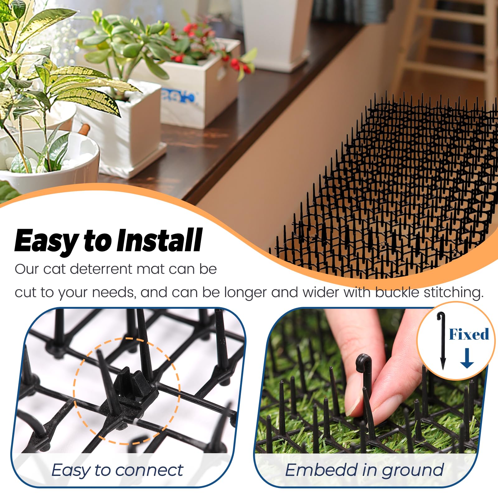 Hmyomina scat mat on patio steps providing outdoor deterrence