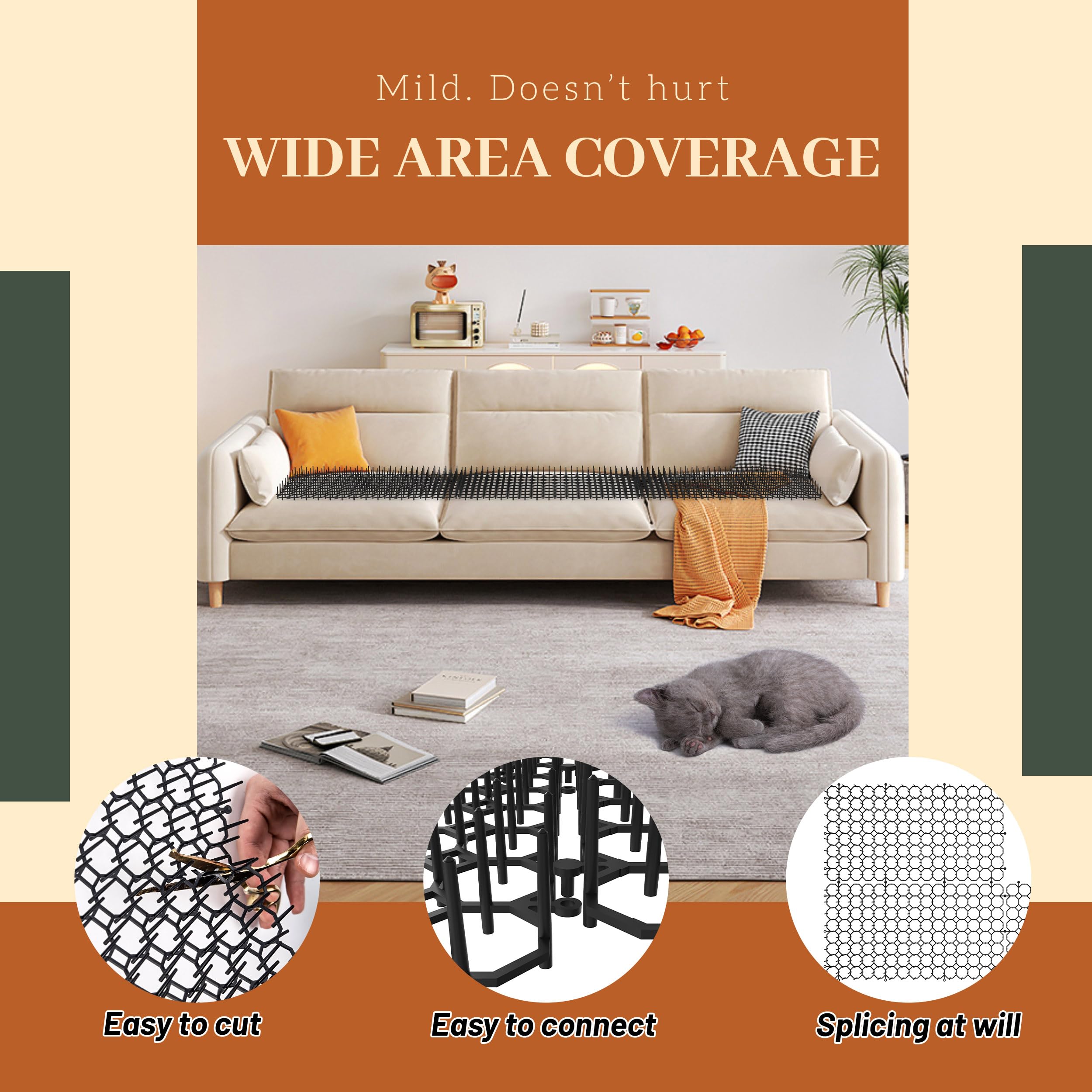 Hmyomina cat deterrent mat prevents access to plants and furniture.