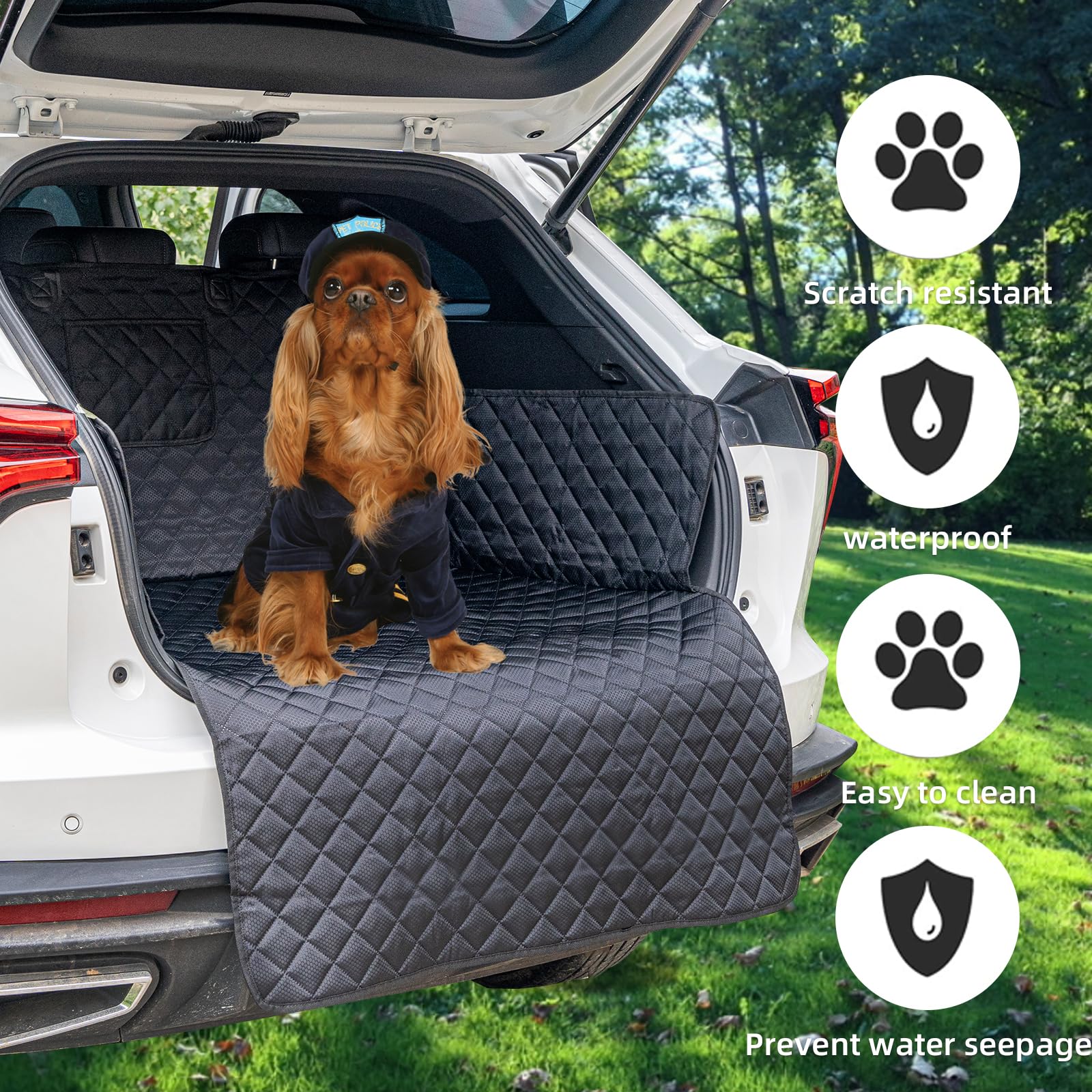 HNCPSY cargo liner bumper flap protecting vehicle edges.