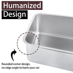 HNeekyr high-side stainless litter box contains litter and reduces spills
