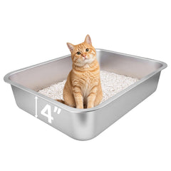 HNeekyr open-top stainless steel litter box showing airy design for kitten comfort