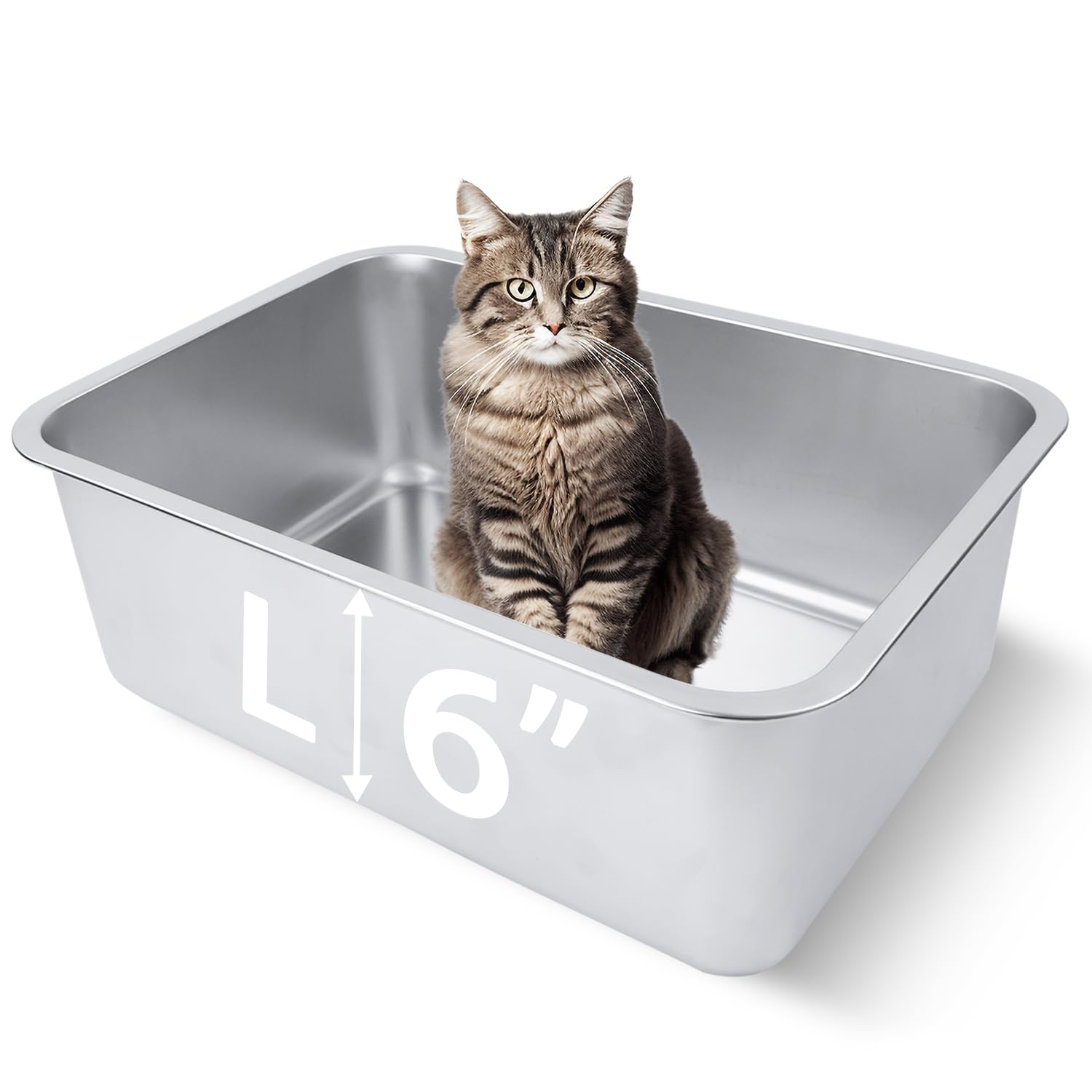 HNeekyr open-top stainless steel litter box improves airflow and comfort for cats