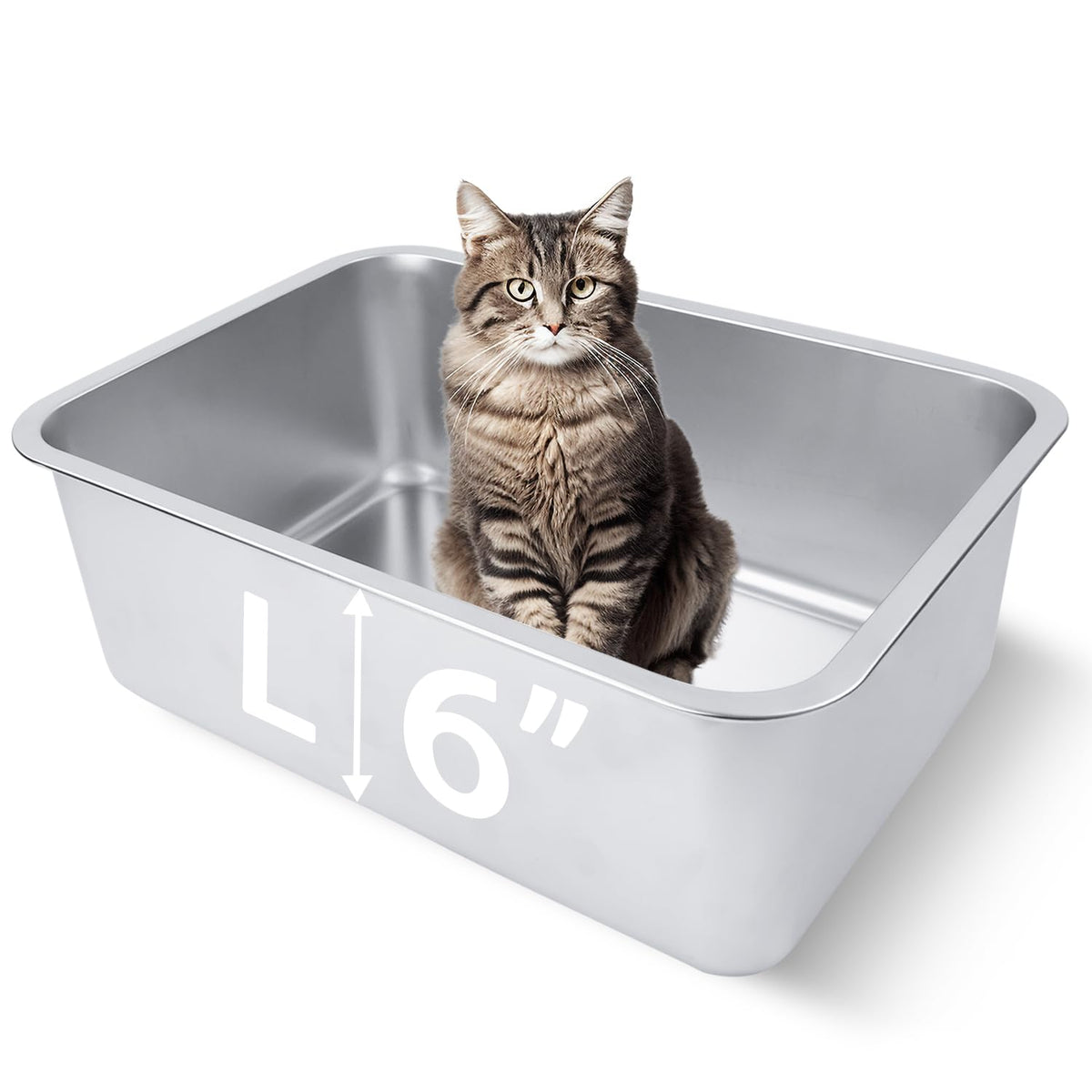HNeekyr open-top stainless steel litter box improves airflow and comfort for cats