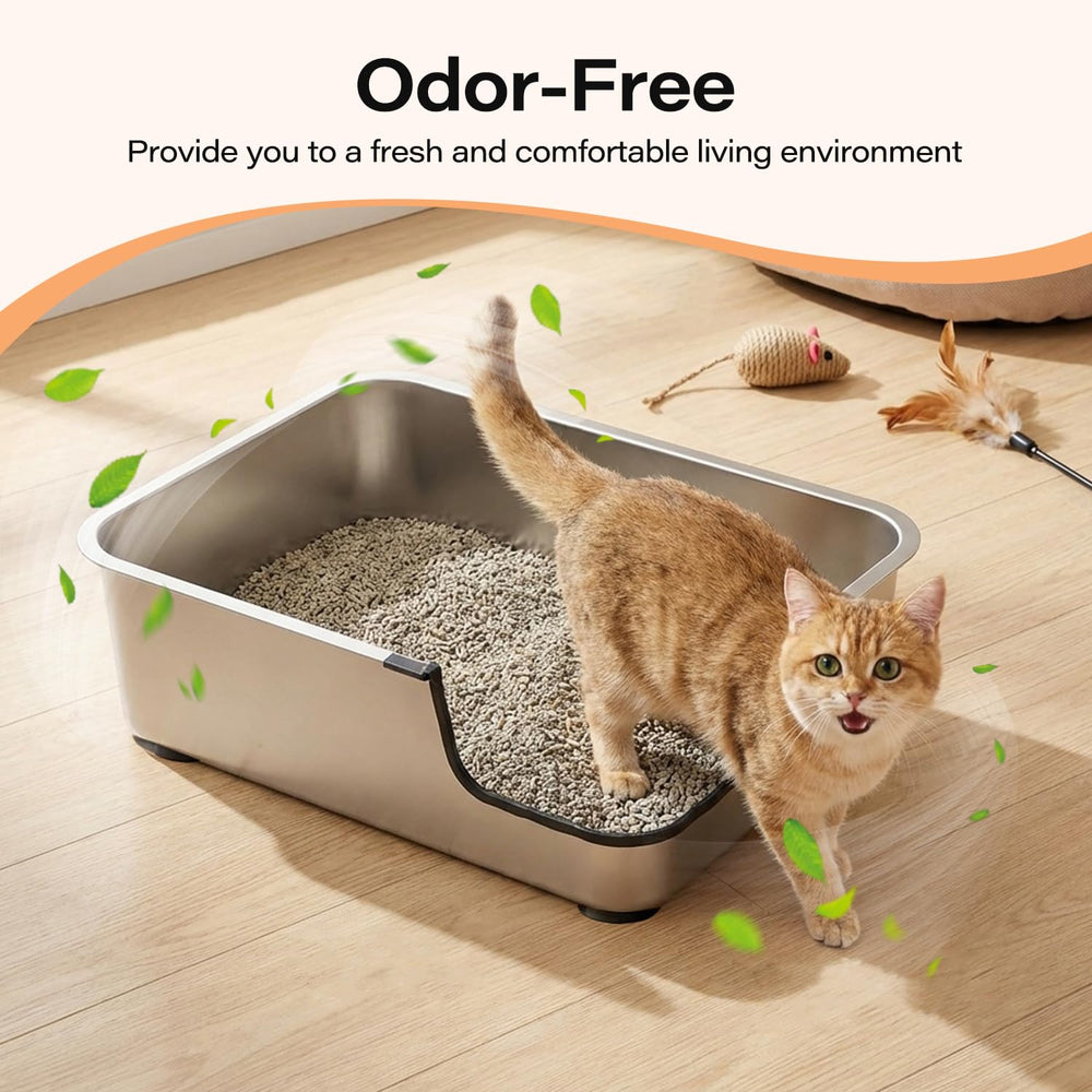 HNeekyr stainless steel box with reinforced edges protects paws during cleaning