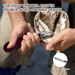 HNONPW double-edged hoof knife provides comfortable leverage for efficient trimming.