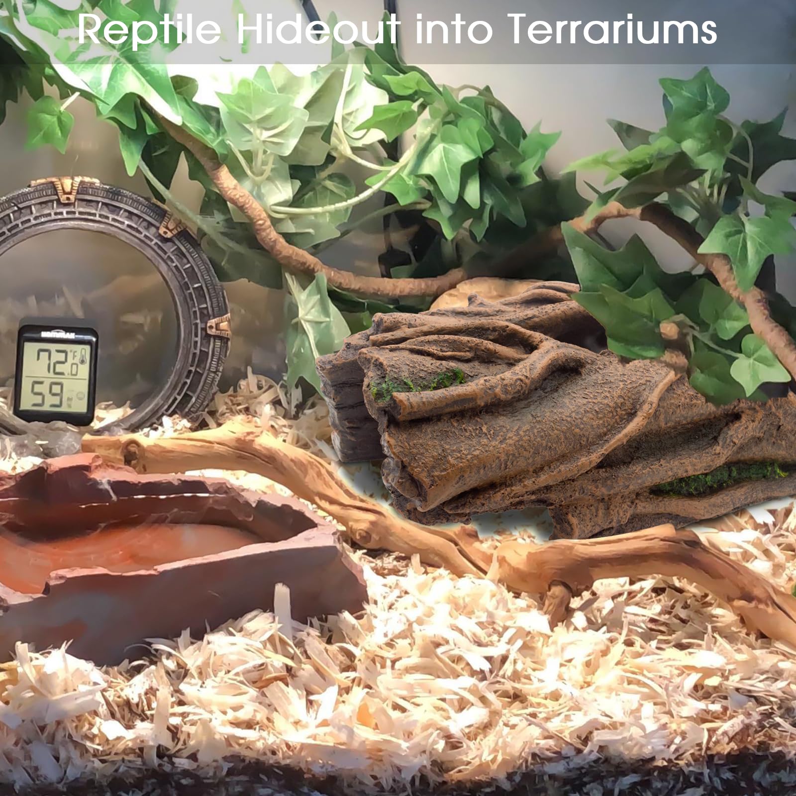  Hoeine log usable submerged or dry for axolotl or terrarium hides.