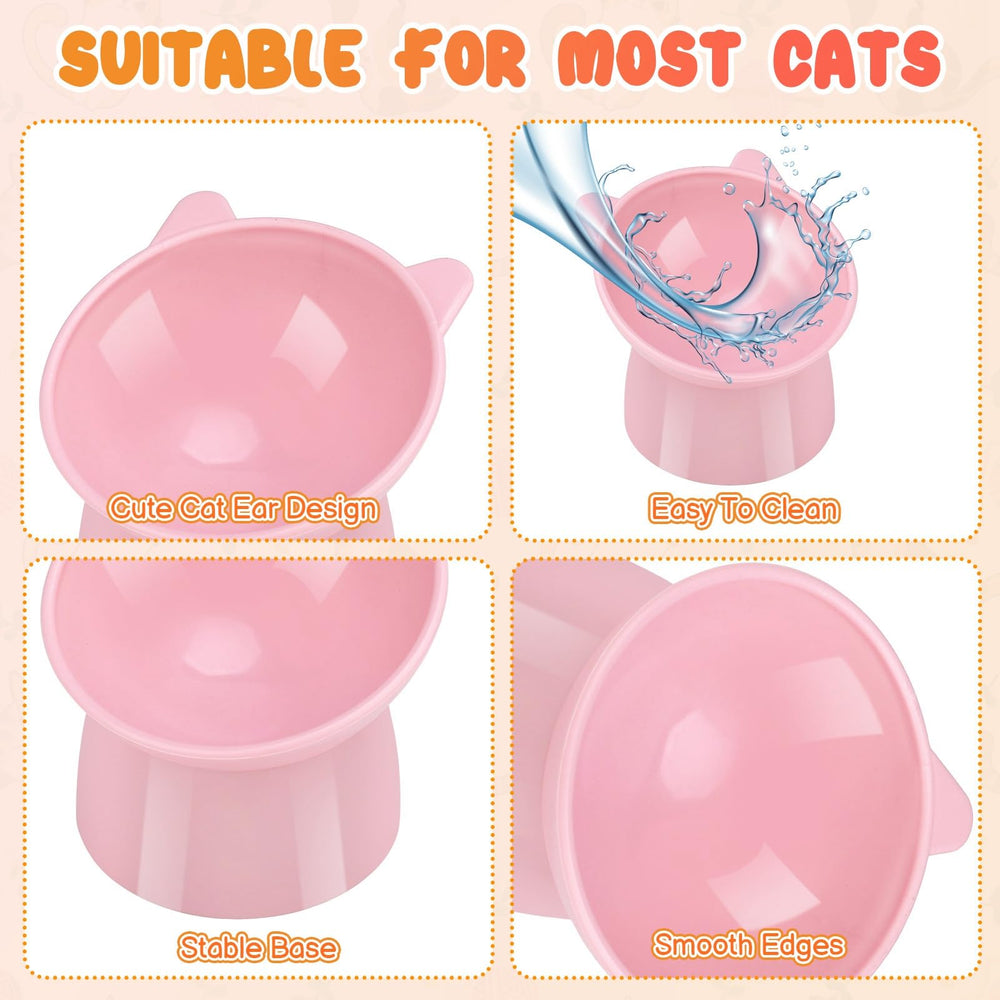 Hoemwarm elevated cat bowls set in pink for whisker-friendly meals.