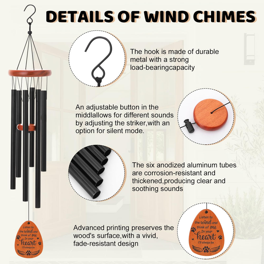 Hoemwarm natural-pine-wood wind chime and aluminum tubes for warm, lasting display.