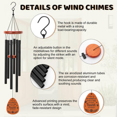 Hoemwarm natural-pine-wood wind chime and aluminum tubes for warm, lasting display.