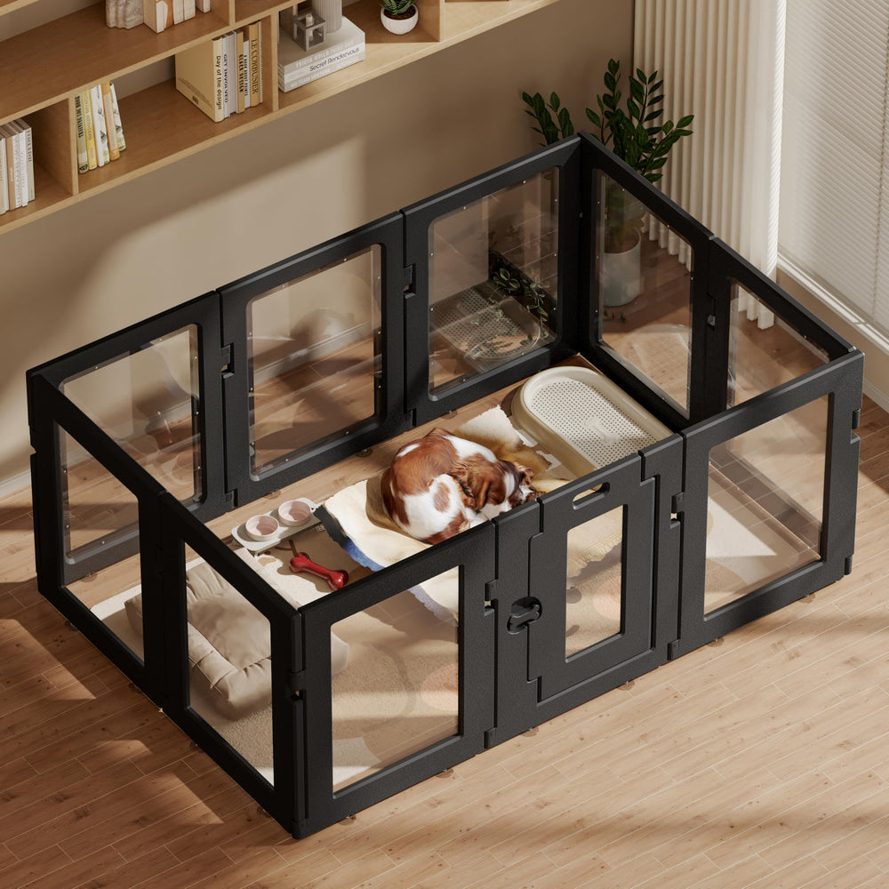 HOENCRAFT clear acrylic dog playpen door provides secure access for pets