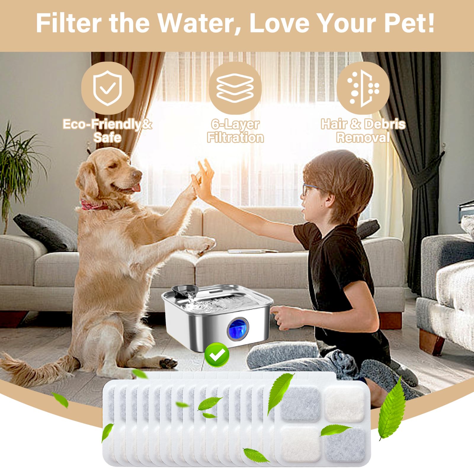 HOETEK sponge pack for Oneisall fountain keeps the pump clean