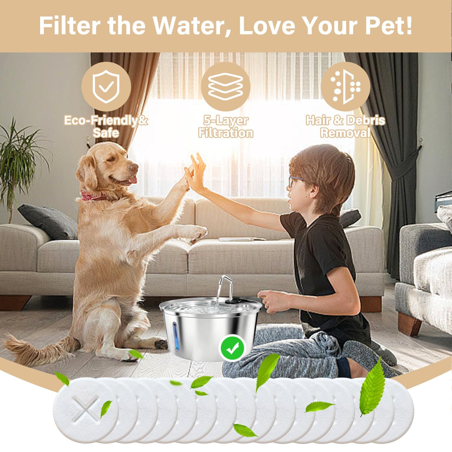 HOETEK Pawccoli 16 filters highlight robust filtration for debris-free drinking water.