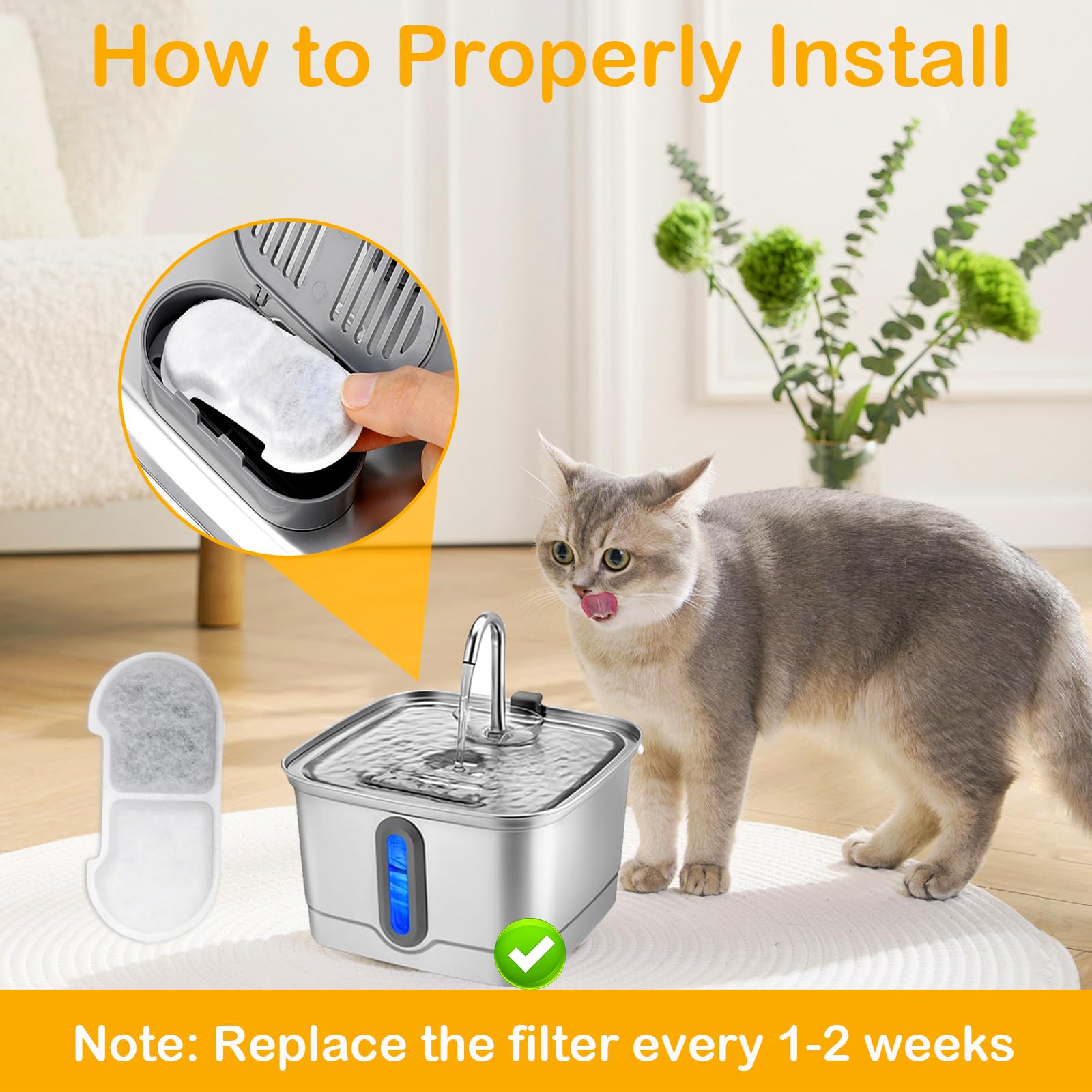 HOETEK SEIRMEP 101oz fountain water flow improved by filtration.