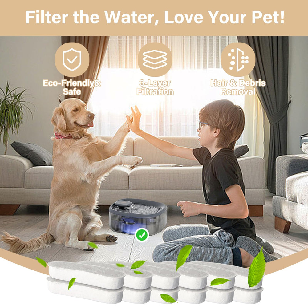 HOETEK WOPET 6L filters in box for easy, mess-free fountain setup