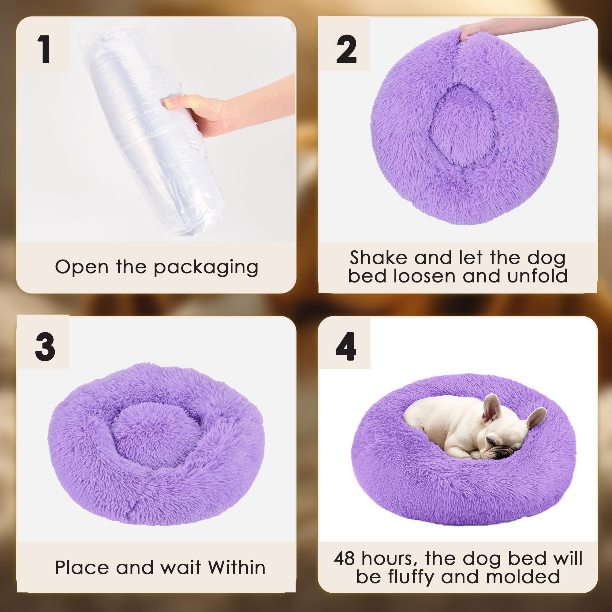 Hoewina bed measures 24x24x8 inches, ideal for small dogs and cats