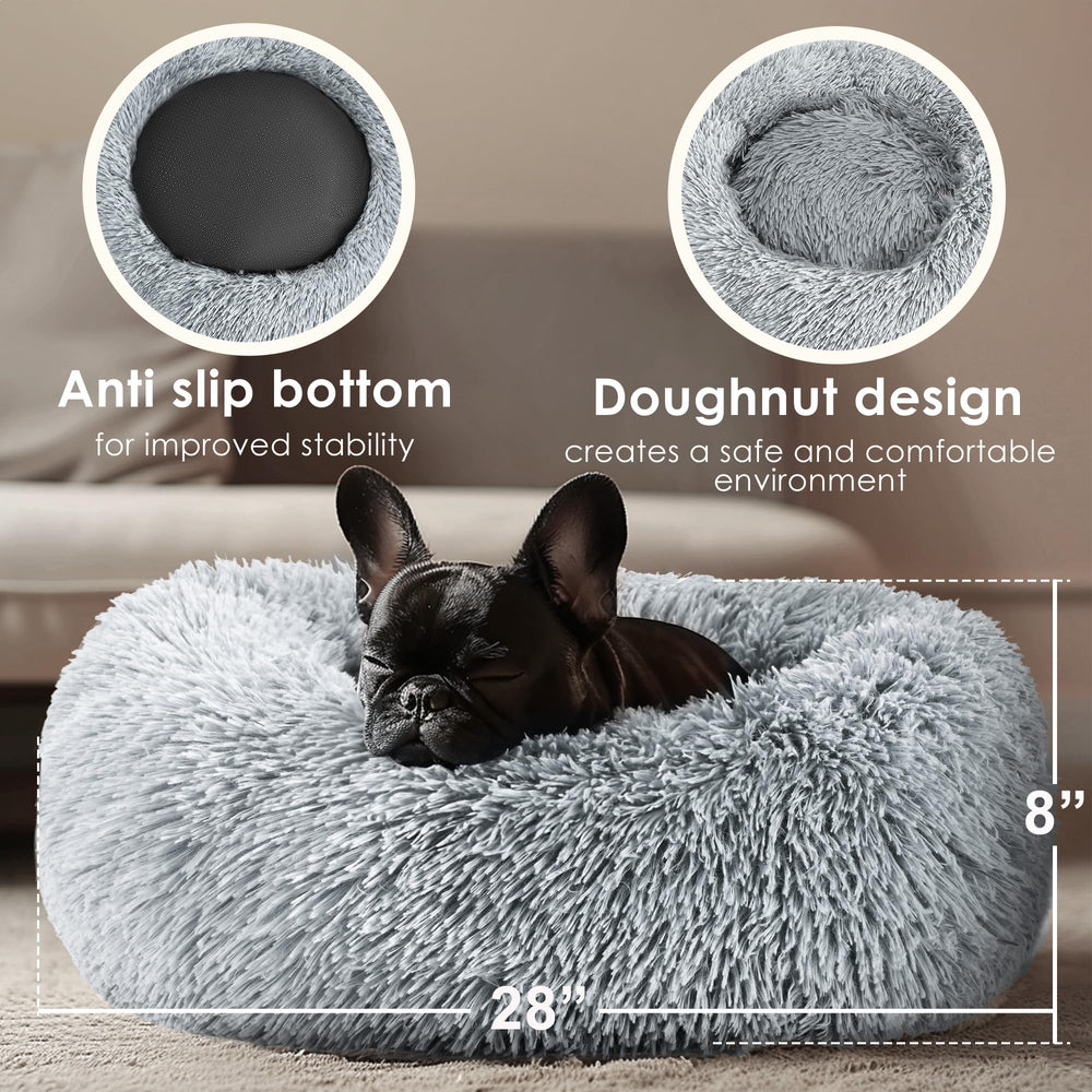 Hoewina donut bed close-up of fluffy fabric and soft texture