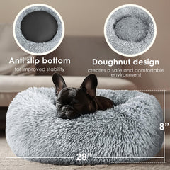 Hoewina donut bed close-up of fluffy fabric and soft texture