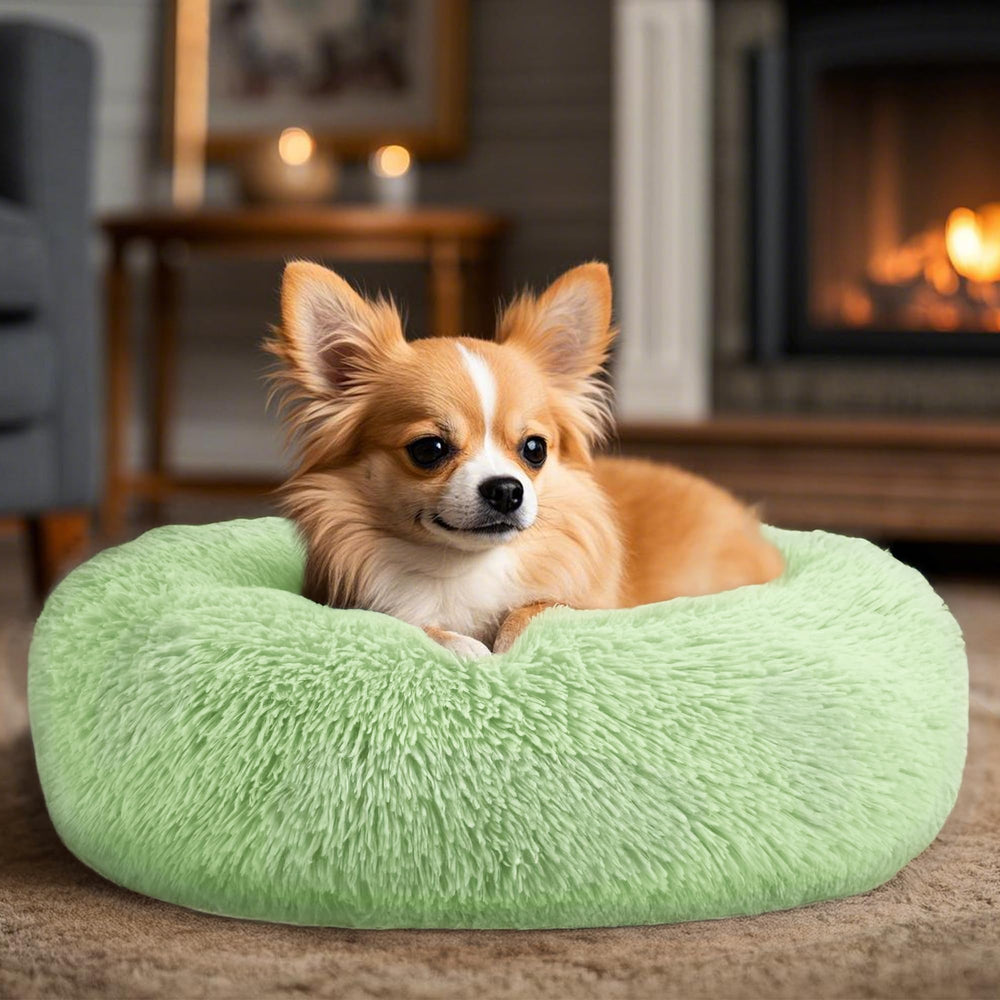 Hoewina donut bed green inner cushion with ultra-soft filling