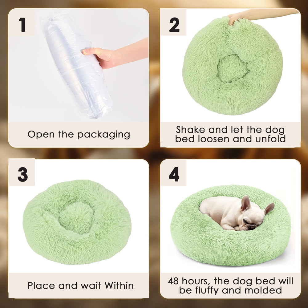 Hoewina donut bed green waterproof bottom for stability and easy cleaning