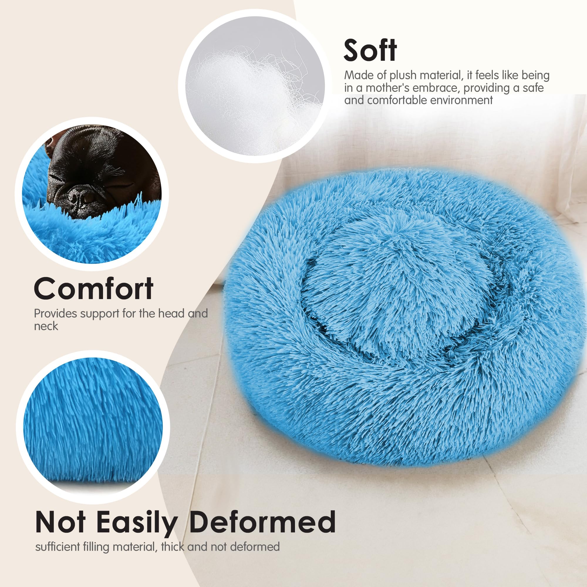 Hoewina donut bed is washable for easy care and cleaning