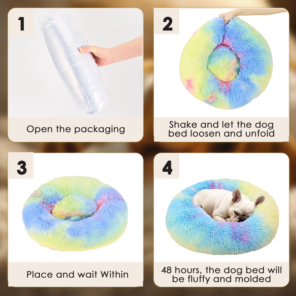 Hoewina machine-washable donut bed for easy care.