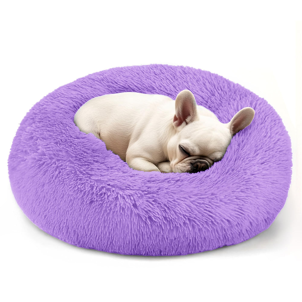 Hoewina round donut bed with raised edges offering cozy neck support for small dogs
