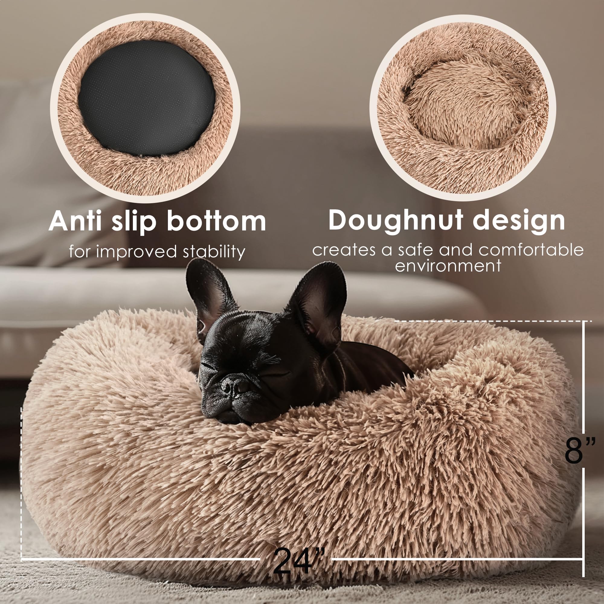 Hoewina 24x24 round bed ideal for small dogs and cats.