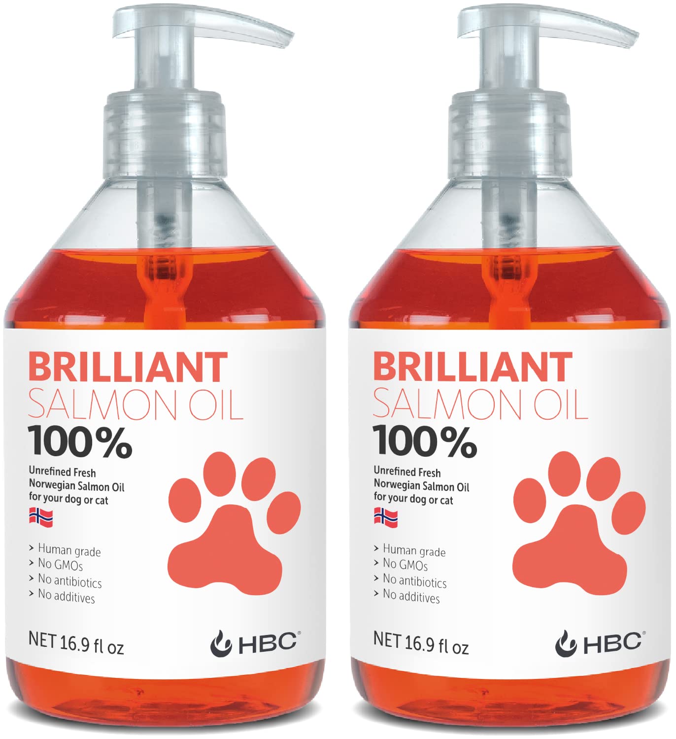 Hofseth BioCare Brilliant Salmon Oil bottle pour over dog meals for a natural omega boost.