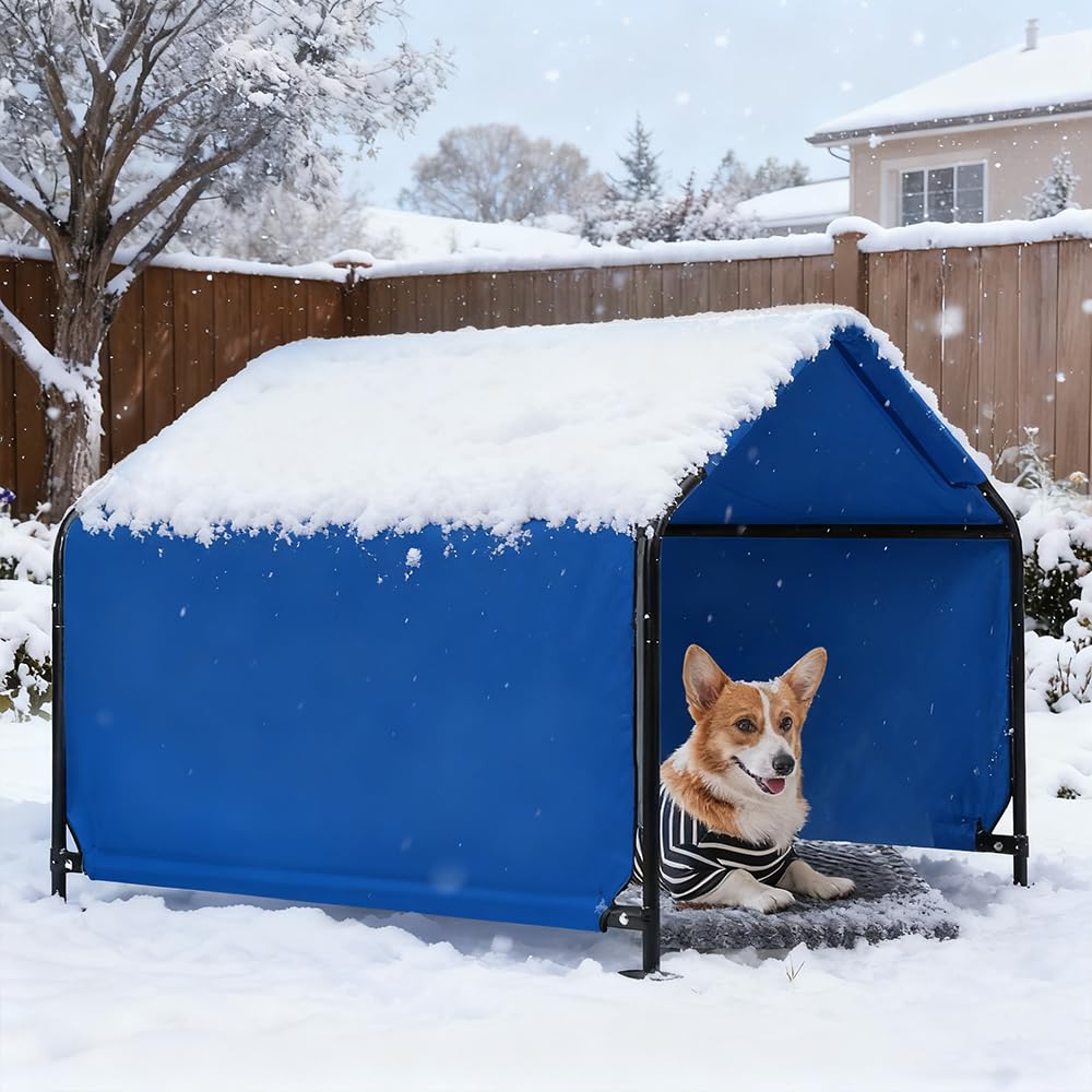 Hohuqeri outdoor pet shade frame provides sturdy, rust-resistant shelter for dogs in sun