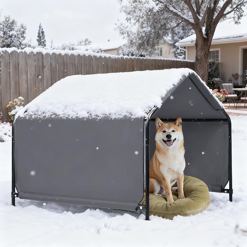Hohuqeri outdoor pet shade shelter frame demonstrates sturdy construction for durable outdoor use.
