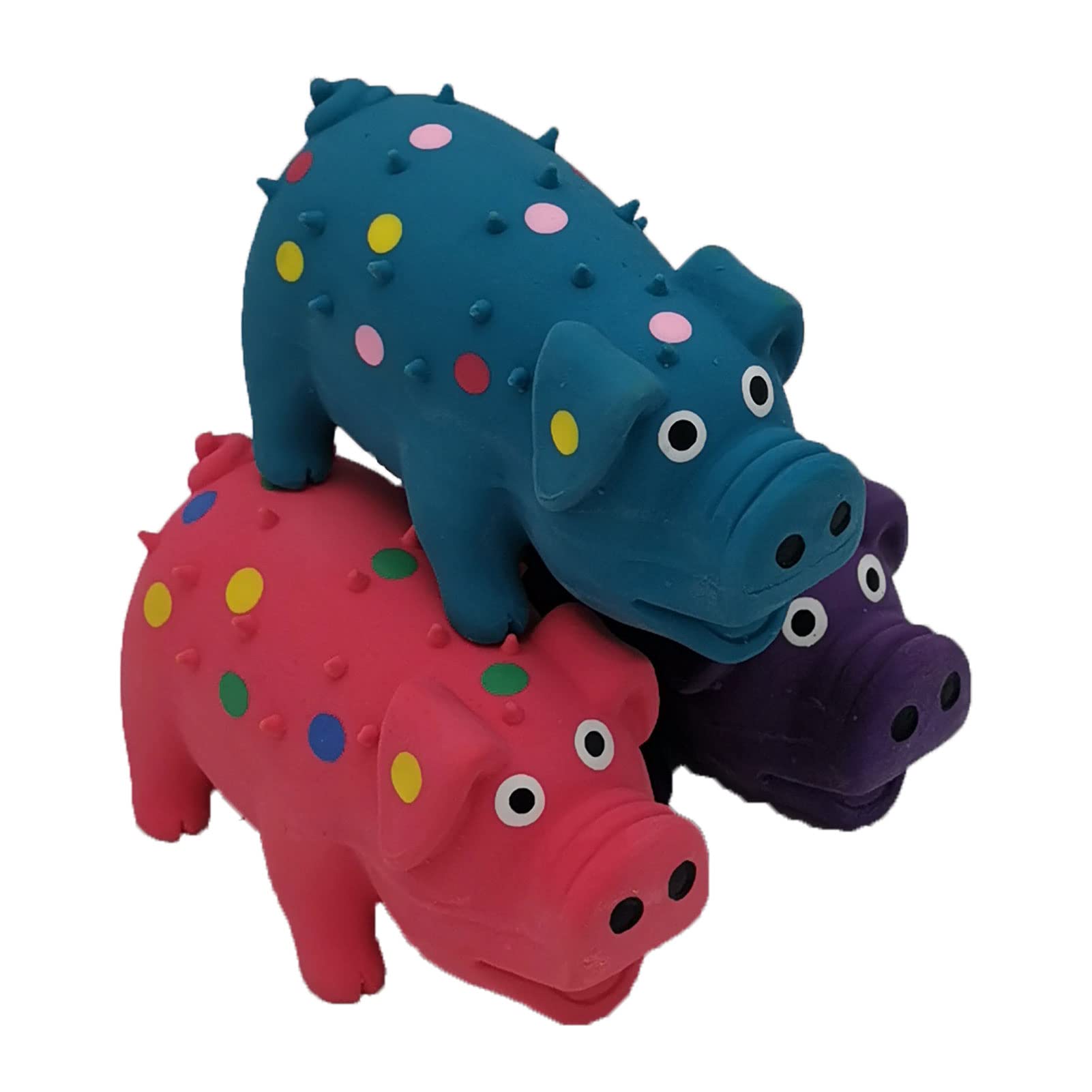 Hoiasem mini latex dog toy with pig squeaker for playful fetch and mental engagement.