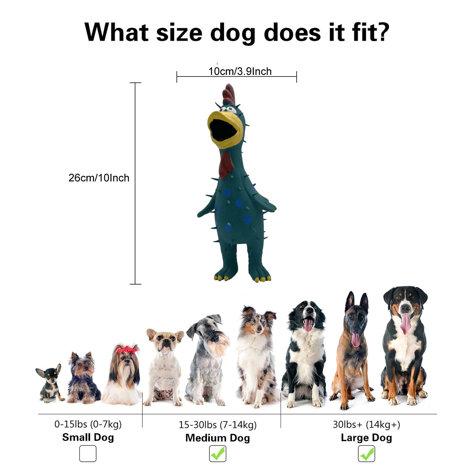 Hoiasem chicken toy for dogs showing squeak feature for interactive play
