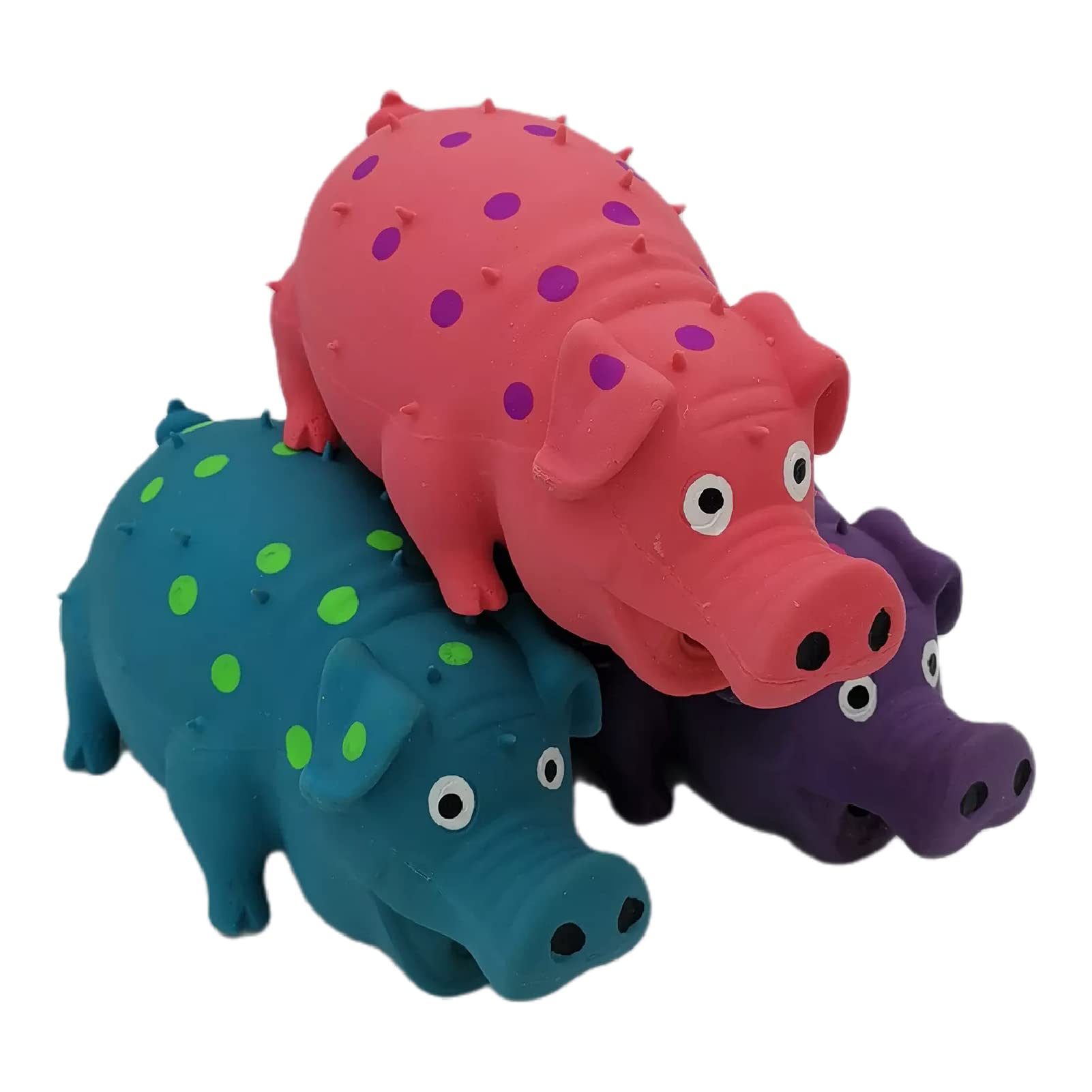 Hoiasem latex pig dog toy three-pack display encourages color collection