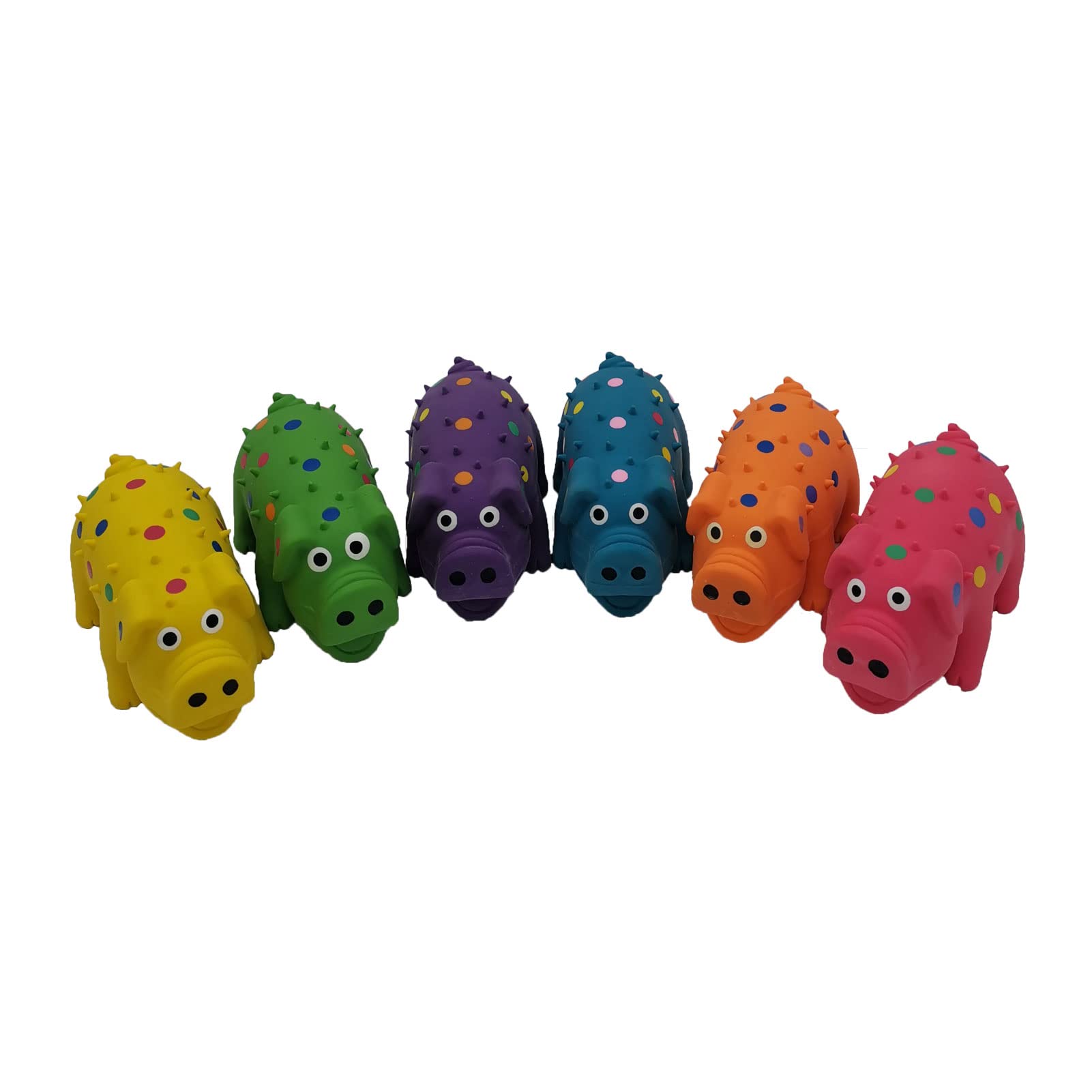 Hoiasem mini latex dog toy with polka-dot piglet for playful squeaks and fetch.