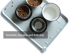 Hoki Found large silicone pet mat designed for easy cleaning and portability.