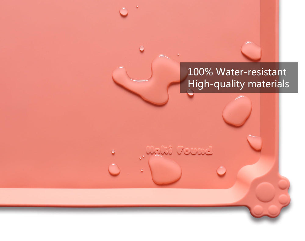Hoki Found L burnt coral silicone mat is dishwasher safe for easy cleaning