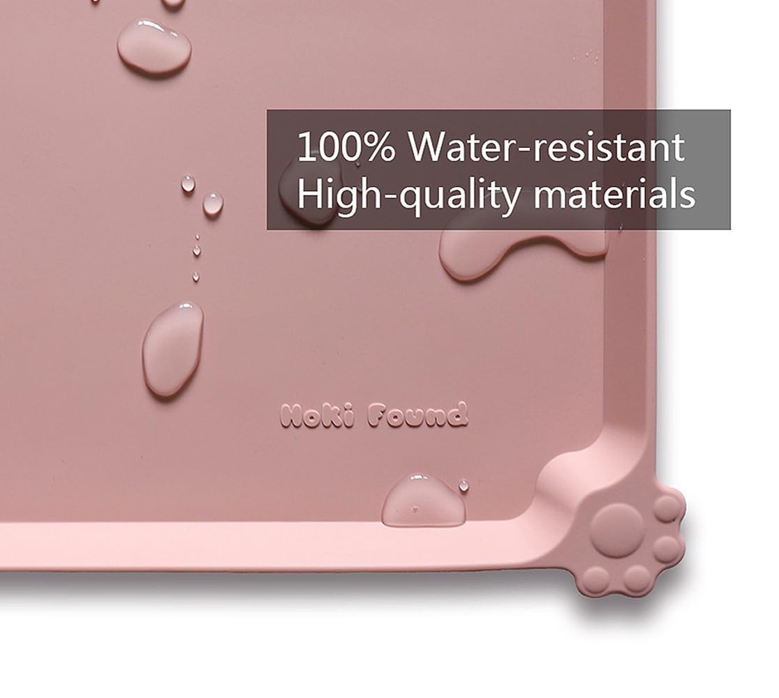 Hoki Found L pet mat with extra high lip prevents spills on floors