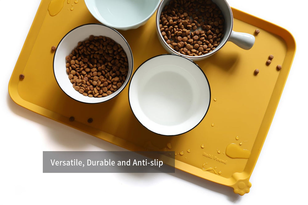 Hoki Found L silicone non-slip pet feeding mat, dishwasher safe and portable for travel.