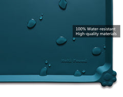 Hoki Found L silicone pet food mats with extra-high raised edge to contain spills.