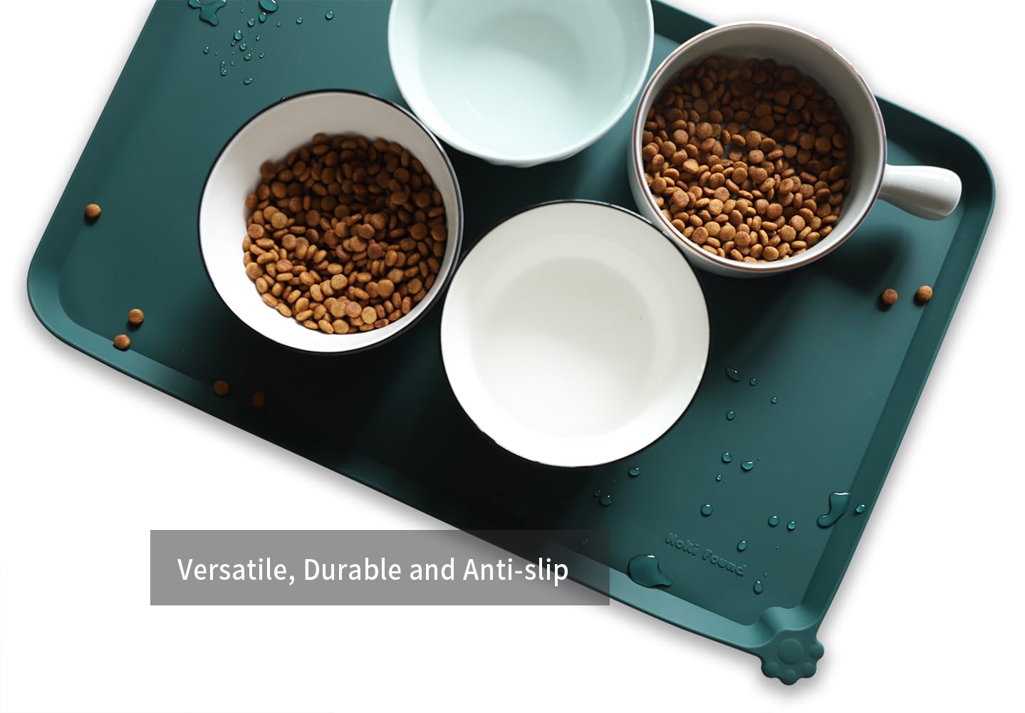 Hoki Found L durable silicone mat folds for travel and storage after meals.
